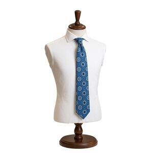 Goldsmiths Beau Brummell Mens Polyester‎ Blend Geometric Pattern Necktie Blue
